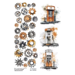 Лист с картинками 10х30 см "Стальное сердце. Бензоколонка" (ScrapMania)