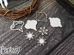 Чипборд Fantasy "Новогодние шары и снежинки 3885" 