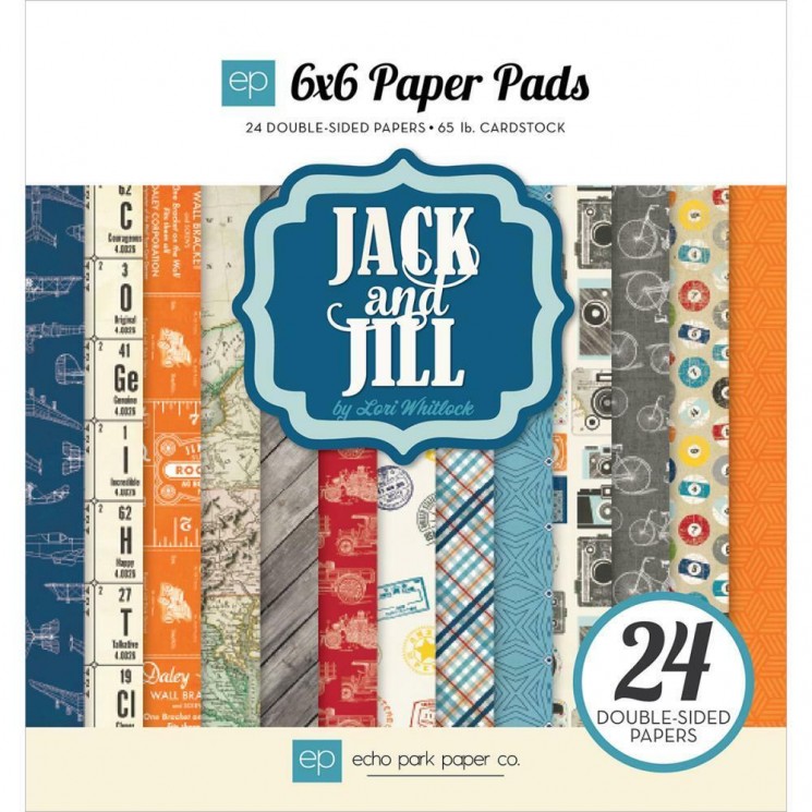 Echo Park "Jack and Jill Boy" double-sided paper set, 24 sheets, size 15x15 cm, 180g /m2