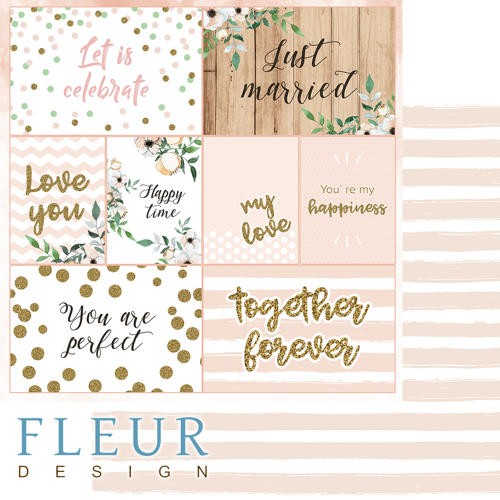 Double-sided sheet of Fleur Design paper Say "Yes"! "Cards", size 30, 5x30, 5 cm, 190 gr/m2