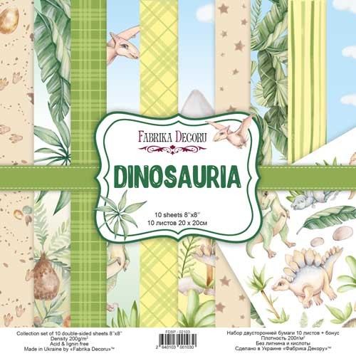 A set of double-sided paper for the Decor "Dinosauria", 10 sheets, size 20x20 cm, 200 gr/m2