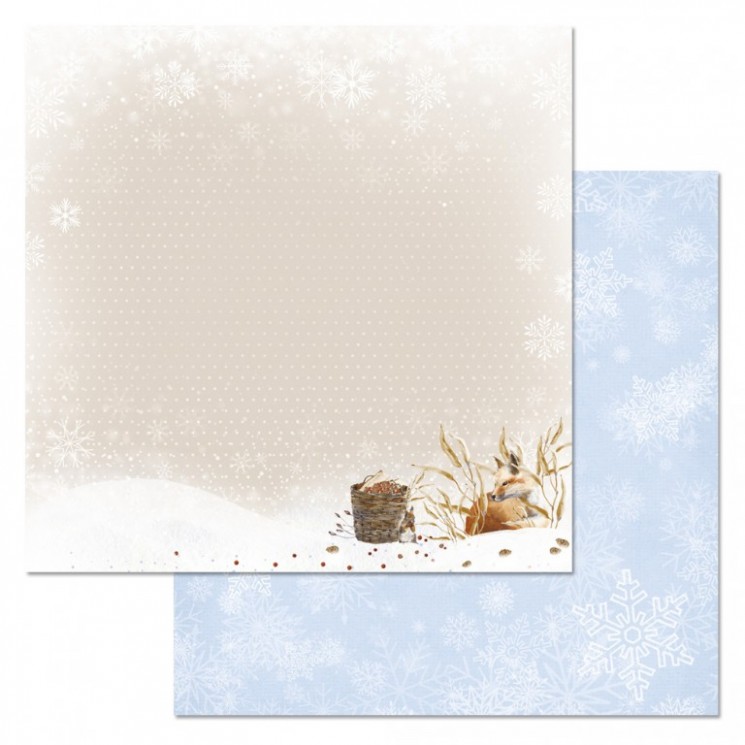 Double-sided sheet of ScrapMania paper " Snow cranberry. Winter treat", size 30x30 cm, 180 g/m2
