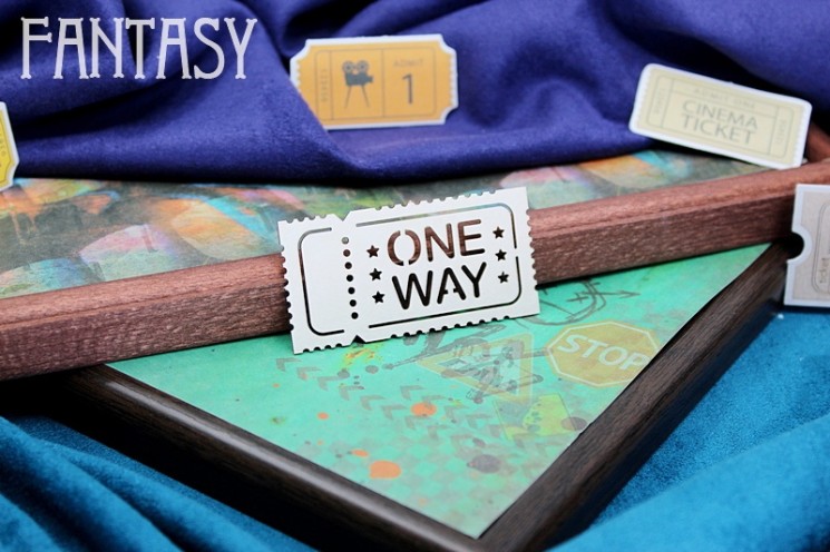 Chipboard Fantasy "Ticket" ONE WAY "2058", size 5, 6x2, 9 cm