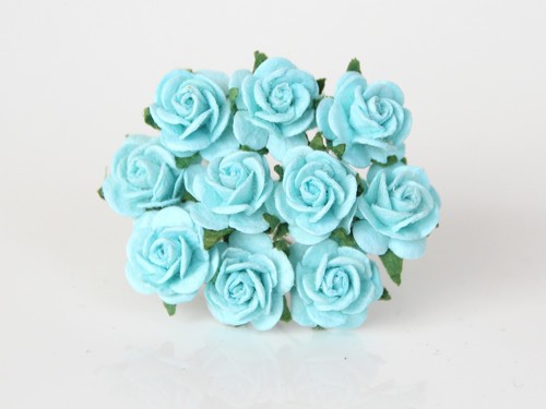 Roses "Light turquoise" size 1.5 cm, 5 pcs