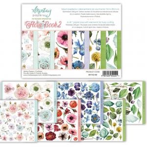 1/4 Set of double-sided Mintay Papers "Flora Book 2", 6 sheets, size 15x20 cm, 240 g /m2