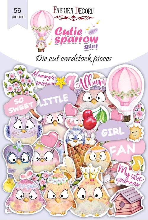Set of die-cuts Fabrika Decoru collection "Cutie sparrow girl" 56 pcs