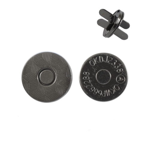 Магнитная застежка (кнопки) "Темное серебро", 1,4 см, 1шт