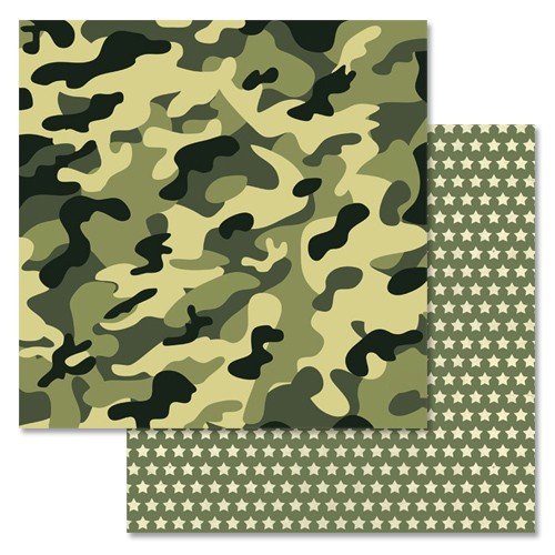 Double-sided sheet of ScrapMania paper "Demob album. Camouflage", size 30x30 cm, 180 g/m2