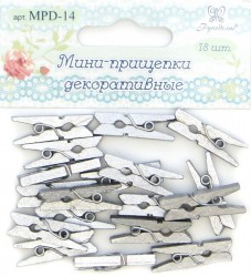 Мини-прищепки декоративные "Рукоделие" (серебро), 18 шт