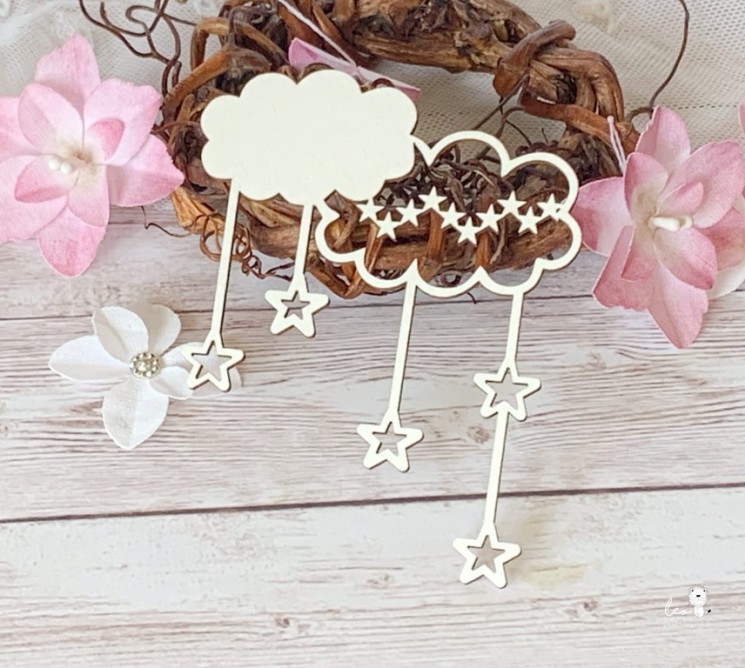 LeoMammy chipboard "Cloud with stars", size 6. 2x7. 8 cm
