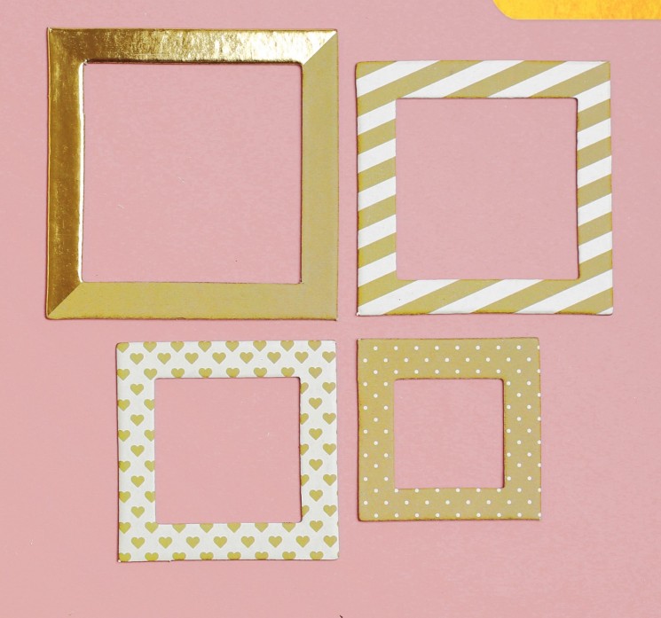 Set of decorative frames with foil "Elegant gold", 4 pcs