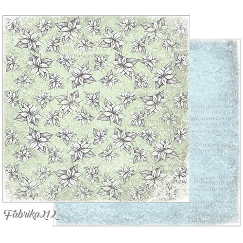Double-sided sheet of paper Fabrika212 Winter Magic "Poinsettia" size 30.5*30.5 cm, 190gr