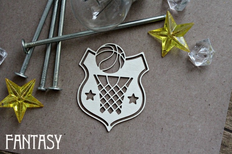 Fantasy Chipboard "Basketball Emblem 1061" size 7.4*5.8 cm