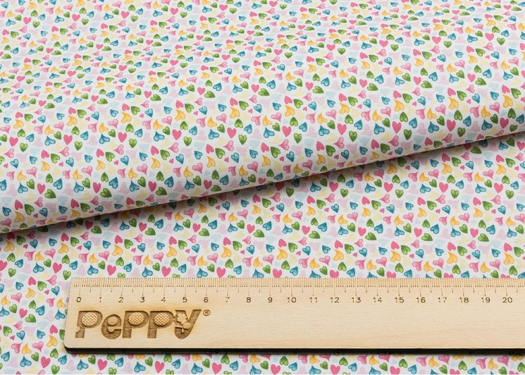 Fabric cut 100% cotton "Hearts" PEPPY, size 50X55 cm