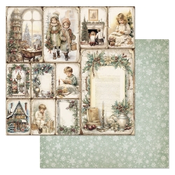 Двусторонний лист "Винтажный Новый Год. Карточки", размер 30*30 см, 180гр (ScrapMania)