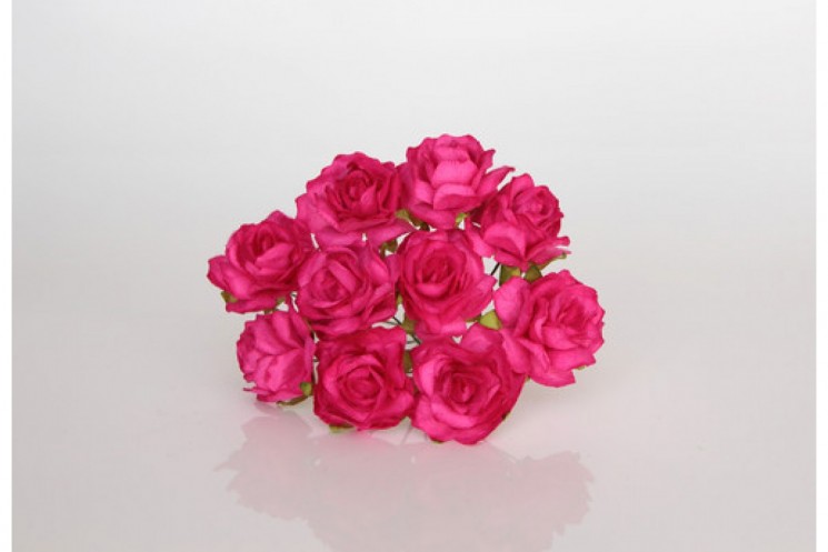 Кудрявые розы "Фуксия" размер 3см, 5 шт