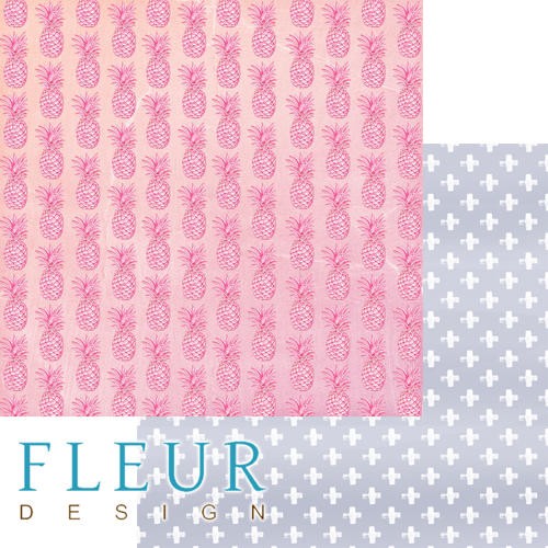 Double-sided sheet of paper Fleur Design Vacation "Pineapples", size 30. 5x30. 5 cm, 190 g/m2