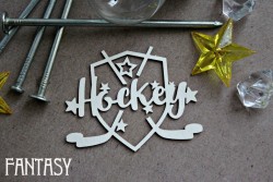 Чипборд Fantasy надпись "Hockey в рамке 1062" размер 6*7,5 см