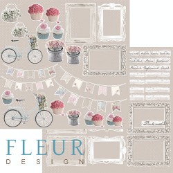 Двусторонний лист бумаги Fleur Design Весенняя "Надписи", размер 30,5х30,5 см, 190 гр/м2