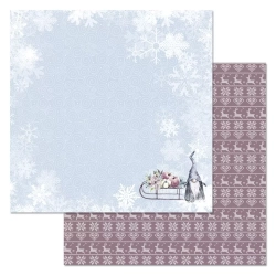 Двусторонний лист бумаги ScrapMania "Новогодние гномы. Снегопад", размер 30,5х30,5 см, 180 гр/м2