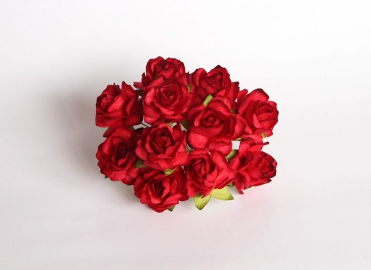 Curly roses "Red" size 3cm, 5 pcs