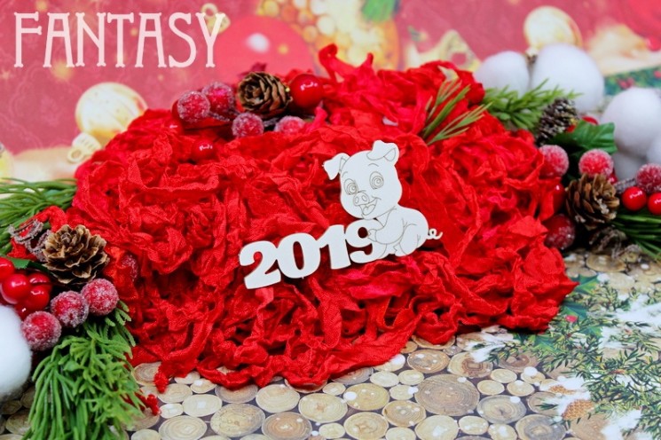 Чипборд Fantasy "Свинка 2019" 1602" размер 8,5*4,5см