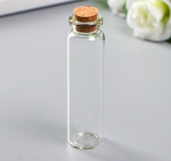 Стеклянная бутылочка с пробкой, 20 мл, размер 8х2,2 см, 1шт