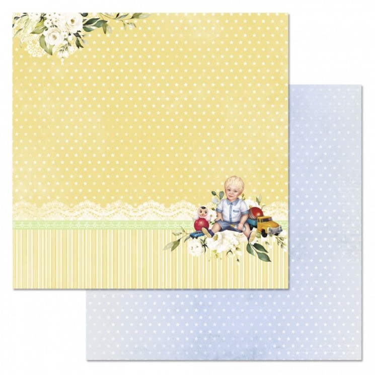 Double-sided sheet of ScrapMania paper " Naughty boy. All in dad", size 30x30 cm, 180 g/m2