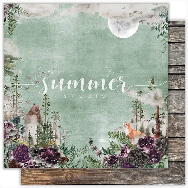 Double-sided sheet of paper Summer Studio Wild forest "Wilf forest" size 30.5*30.5 cm, 190gr