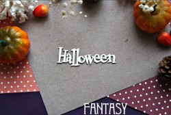 Чипборд Fantasy надпись "Halloween 879" размер 8*2,5 см