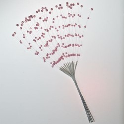 Украшение для скрапбукинга "Побеги с жемчужинками",цвет розовый, 36 веточек, размер 21 см
