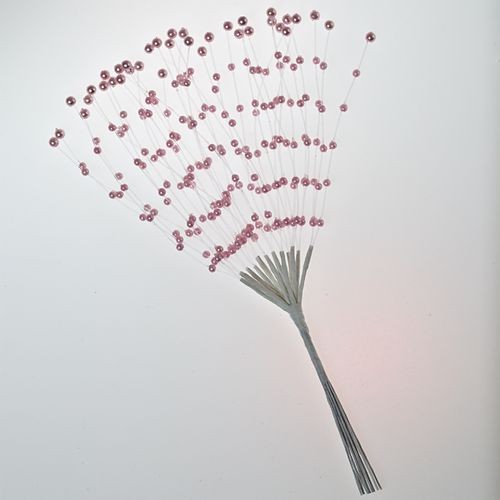 Украшение для скрапбукинга "Побеги с жемчужинками",цвет розовый, 36 веточек, размер 21 см