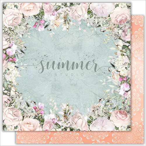 Double-sided sheet of paper Summer Studio Just Married "Flowers" size 30.5*30.5 cm, 190gr/m2