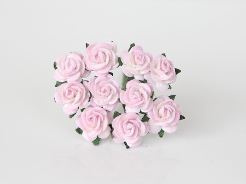 Розы "Светло-розовые+белые" размер 1,5см, 5 шт