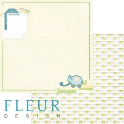 Двусторонний лист бумаги Fleur Design Я расту "Слоник", размер 30,5х30,5 см, 190 гр/м2