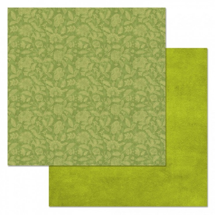 Double-sided sheet of ScrapMania paper " Phonomix. Green. Flowers", size 30x30 cm, 180 g/m2