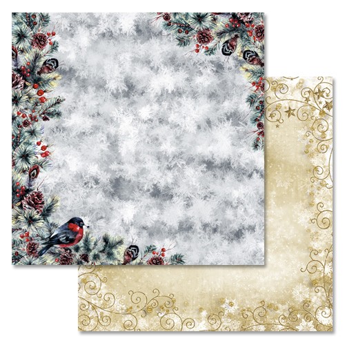 Double-sided sheet of ScrapMania paper "New Year's happiness. Winter window", size 30x30 cm, 180 gr/m2