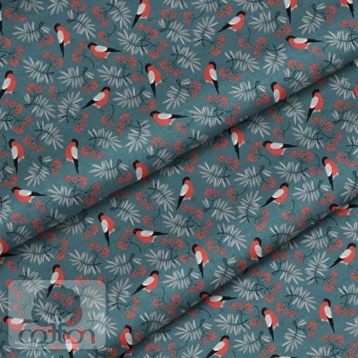 Fabric 100% cotton Poland "Bullfinches on a pine tree", size 50X50 cm