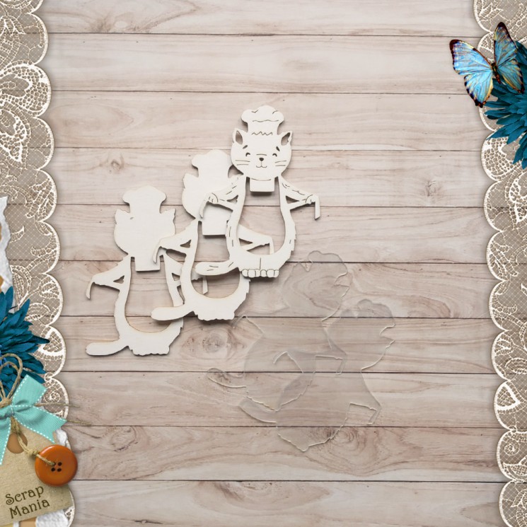 Чипборд "Усатый поваренок. Шейкер. Котик в фартуке. Маленький" (ScrapMania)