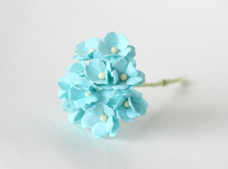Cherry flowers medium "Turquoise" size 1.5-2 cm 5 pcs
