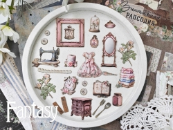 Тканевые высечки Fantasy "Винтажная рапсодия -8", на бумажной основе, в наборе 25 шт