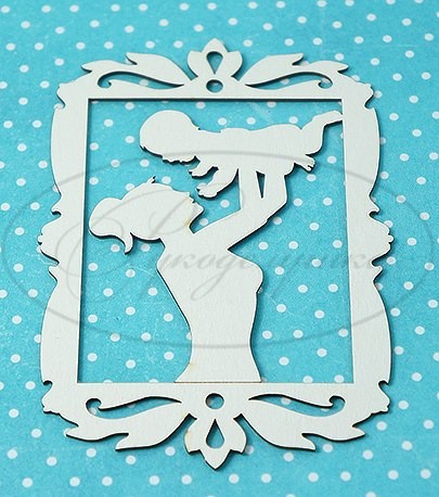 Chipboard Needlework "Mother with baby 1", size 6, 8x10 cm