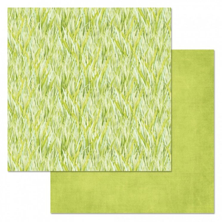 Double-sided sheet of ScrapMania paper " Phonomix. Green. Grass", size 30x30 cm, 180 g/m2