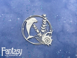 Чипборд Fantasy «Теплое море (Морская рамка с дельфином) 2906» размер 8,7*9,1 см