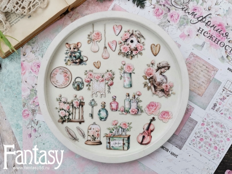 Тканевые высечки  Fantasy "Симфония нежности - 6", на бумажной основе