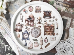 Тканевые высечки Fantasy "Винтажная рапсодия - 11", на бумажной основе, в наборе 32 шт