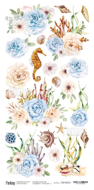 Лист тканевый для вырезания FANTASY "Теплое море - 12" размер 13*26 см 