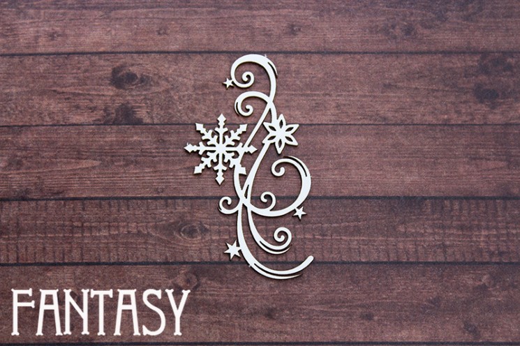 Chipboard Fantasy "Curl with snowflake 2332" size 6.5*3.7 cm