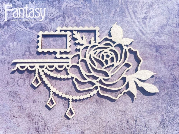 Чипборд Fantasy «На седьмом небе» (Роза с элементами 2983), размер 10,1*7,3 см