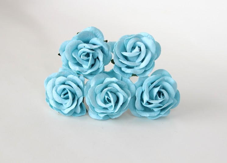 Роза с закругленными лепестками "Голубая" размер 3,5- 4 см 1 шт